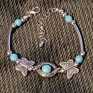 Silver and Turquoise Butterfly Bracelet